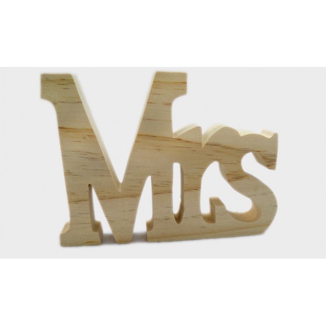 ΞΥΛΙΝΟ Mr & Mrs, ΓΡΑΜΜΑΤΑ MRs 15x11cm ΦΥΣΙΚΟ 0519308